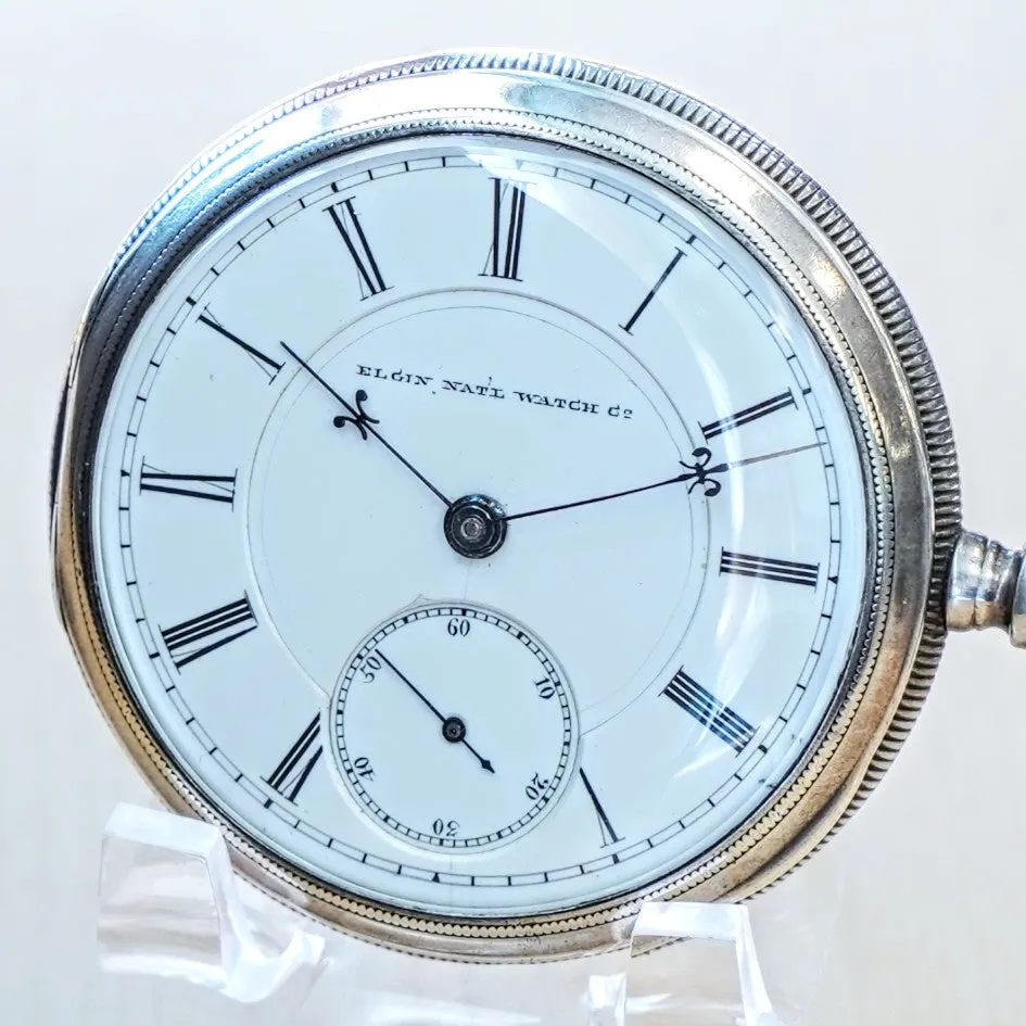 1881 BW Raymond ELGIN Pocket Watch 18s Lever Set Grade 70 Adjusted 15 Jewels 925 Case