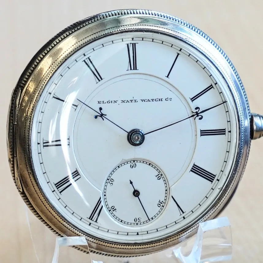 1881 BW Raymond ELGIN Pocket Watch 18s Lever Set Grade 70 Adjusted 15 Jewels 925 Case