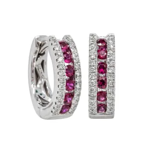 18ct White Gold .36ct Ruby & Diamond Hoop Earrings