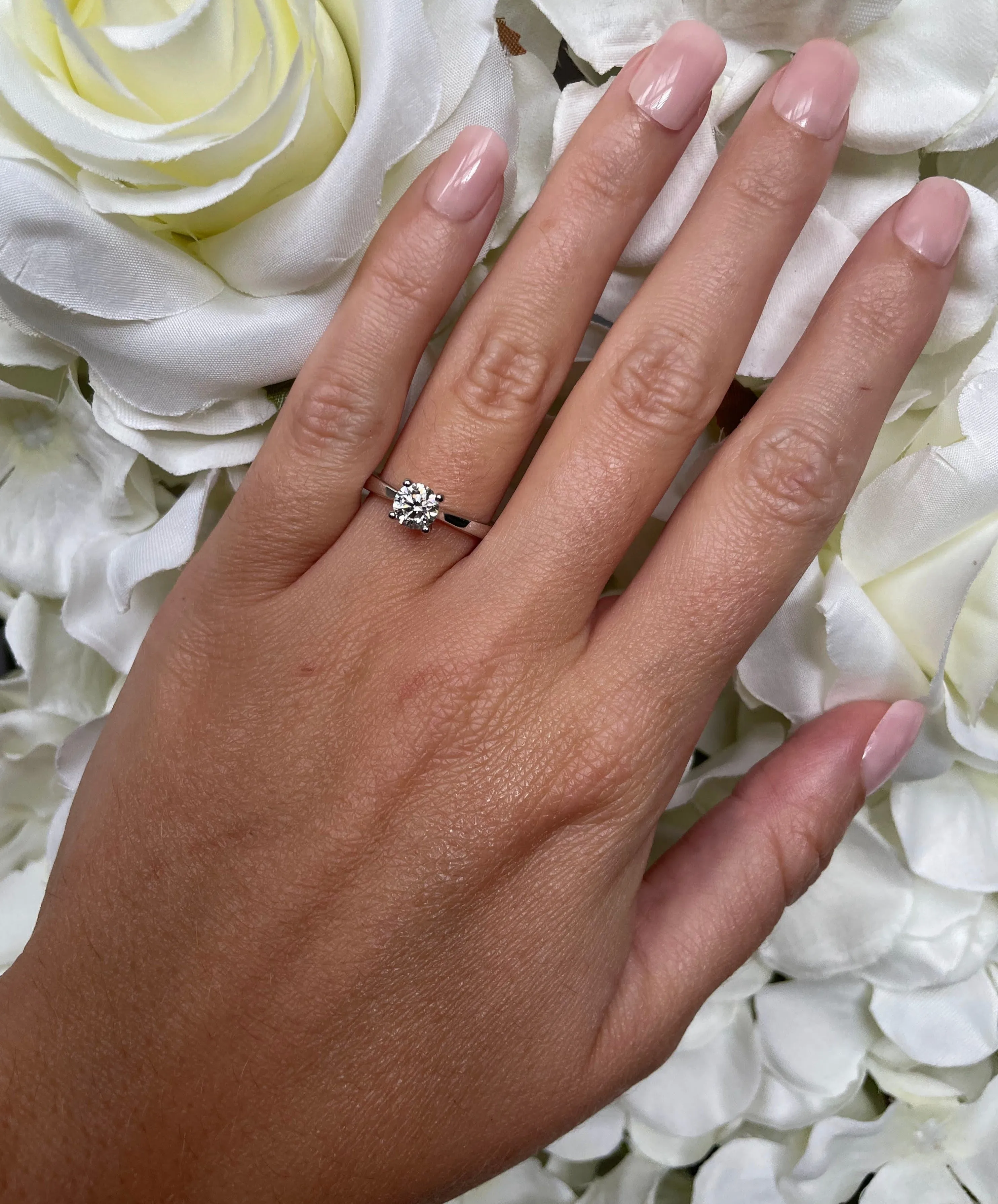 18ct White Gold & 0.62ct Round Brilliant Cut GIA Diamond Solitaire Engagement Ring