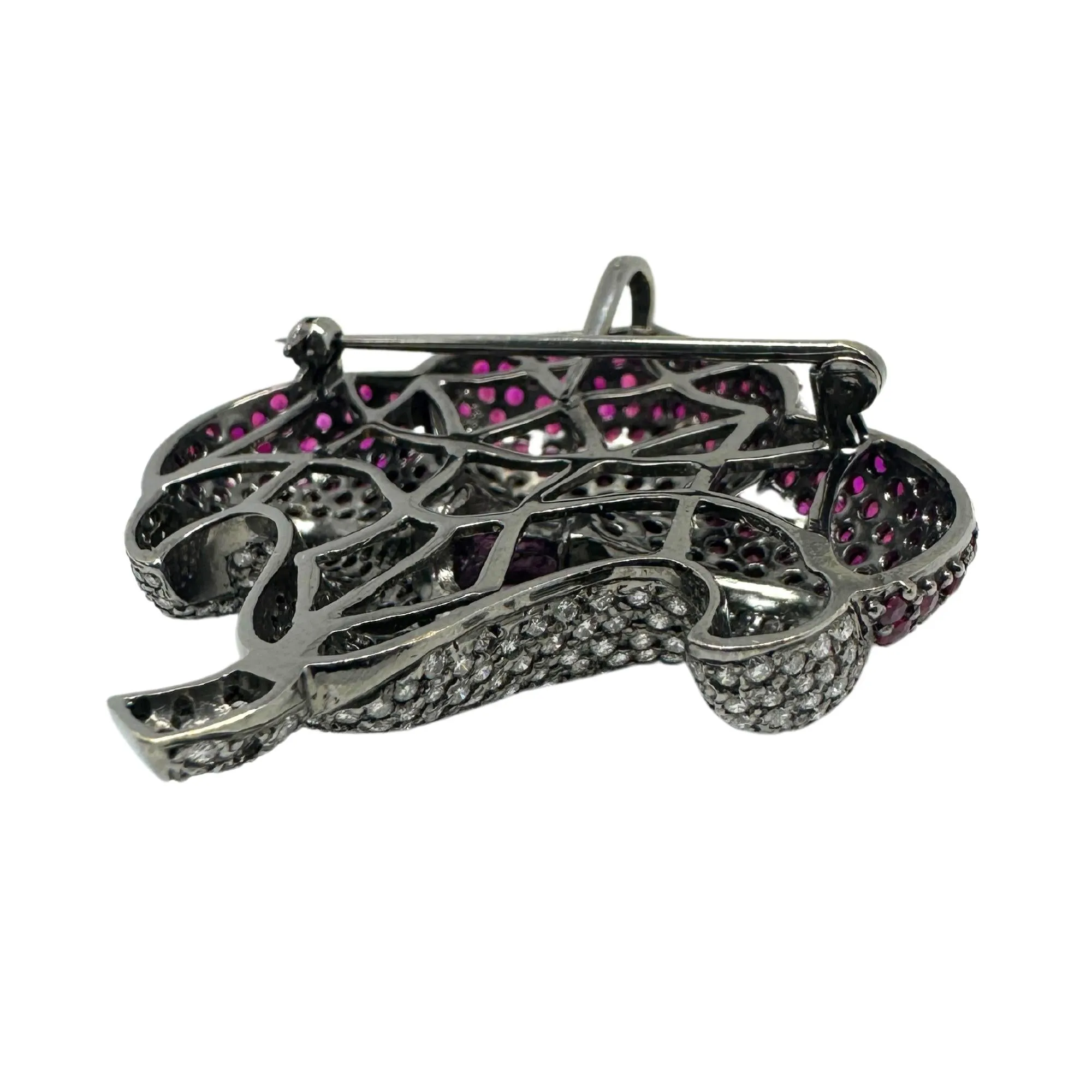 18K Diamond, Ruby and Pink Sapphire Pendant and Brooch