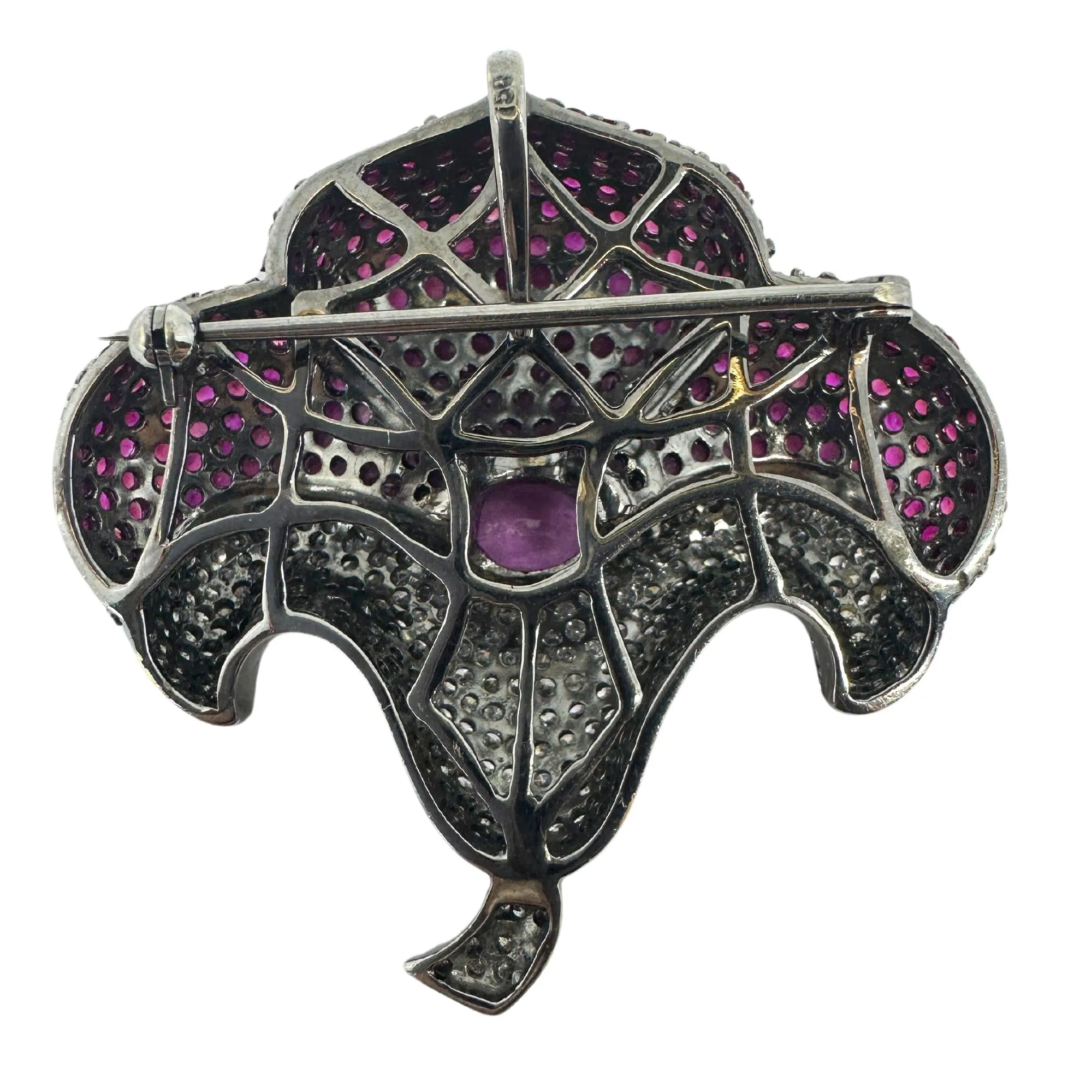 18K Diamond, Ruby and Pink Sapphire Pendant and Brooch