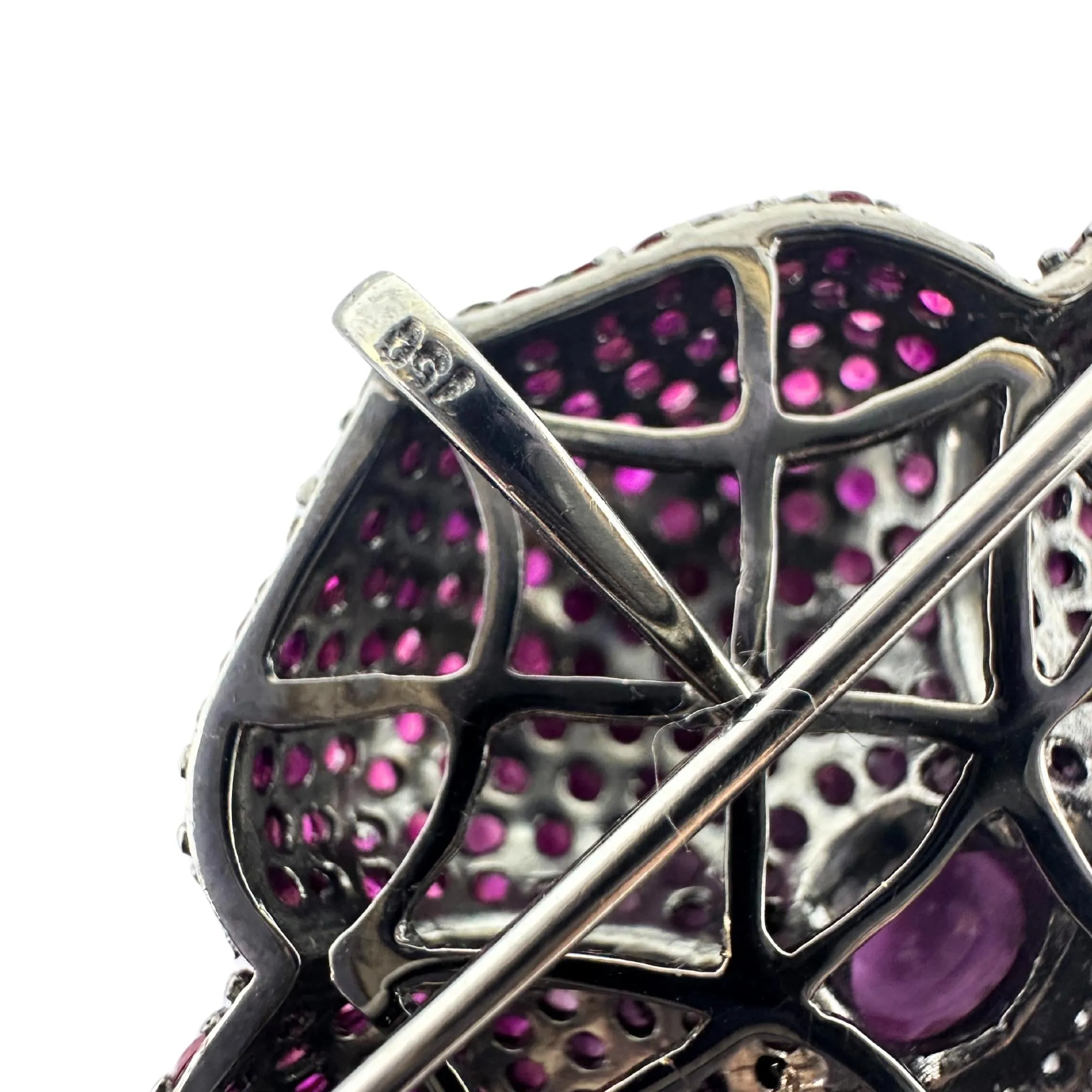 18K Diamond, Ruby and Pink Sapphire Pendant and Brooch