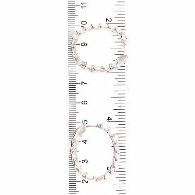 18K Emerald Diamond Elongated In/Out Hoop Earrings White Gold