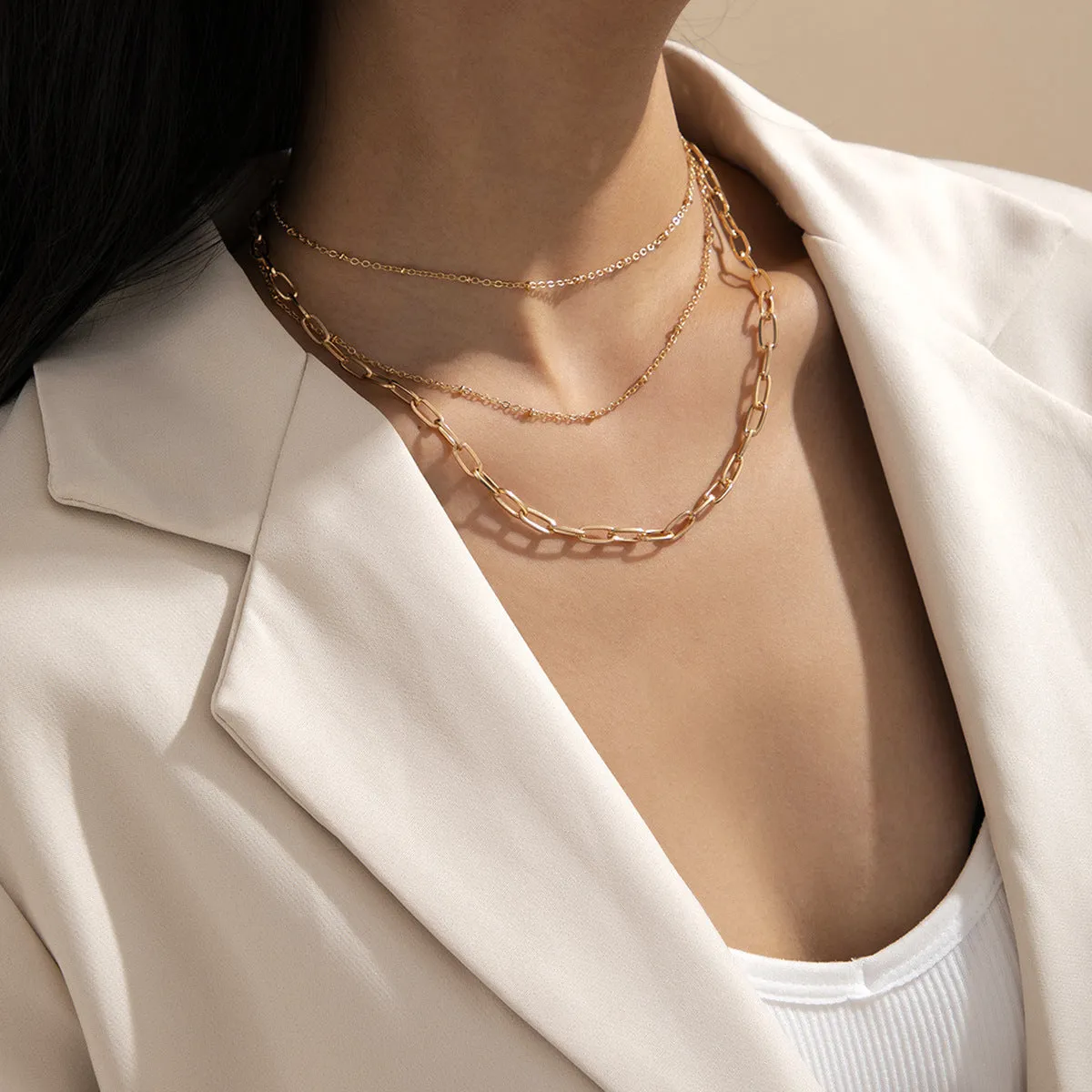 18K Gold-Plated Layered Necklace Set