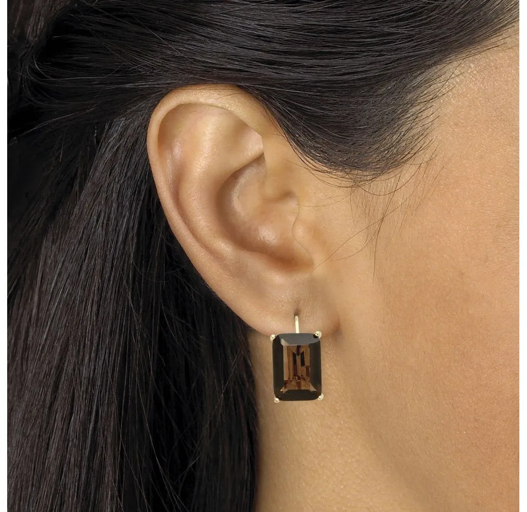18K Gold-Plated Smoky Quartz Fashion Earrings