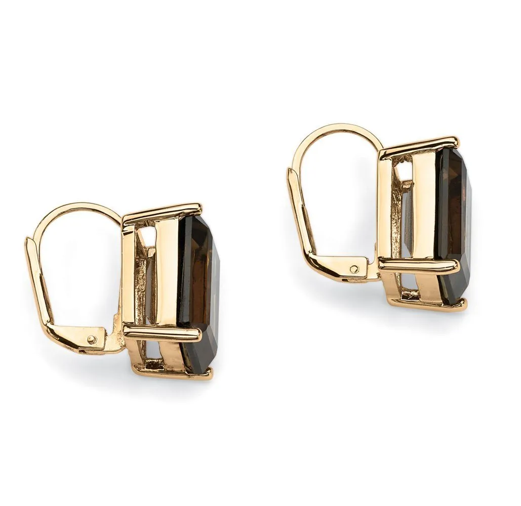 18K Gold-Plated Smoky Quartz Fashion Earrings