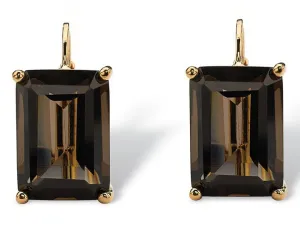 18K Gold-Plated Smoky Quartz Fashion Earrings