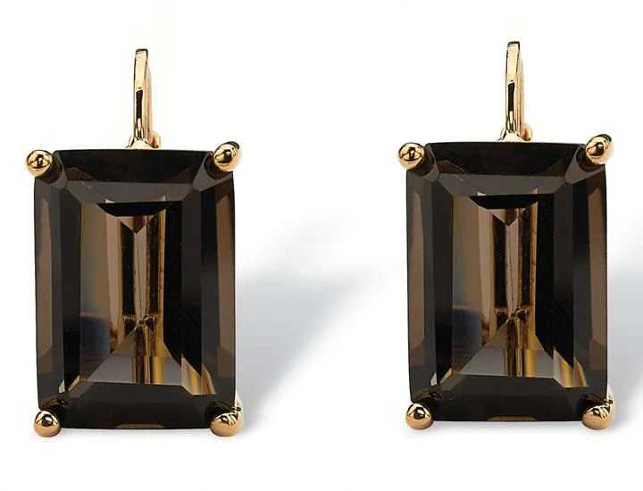 18K Gold-Plated Smoky Quartz Fashion Earrings