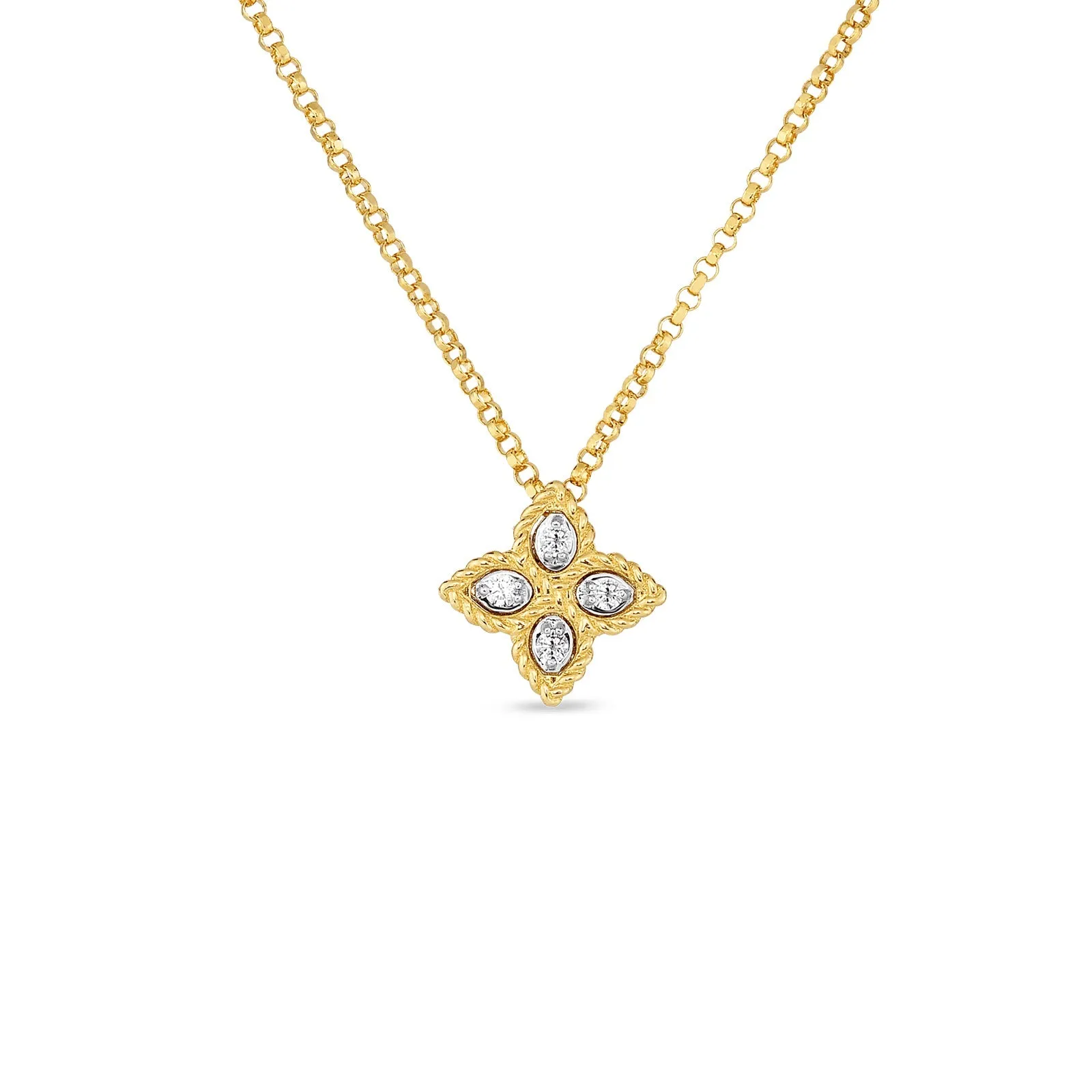 18K Gold Princess Flower Small Diamond Necklace