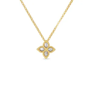 18K Gold Princess Flower Small Diamond Necklace