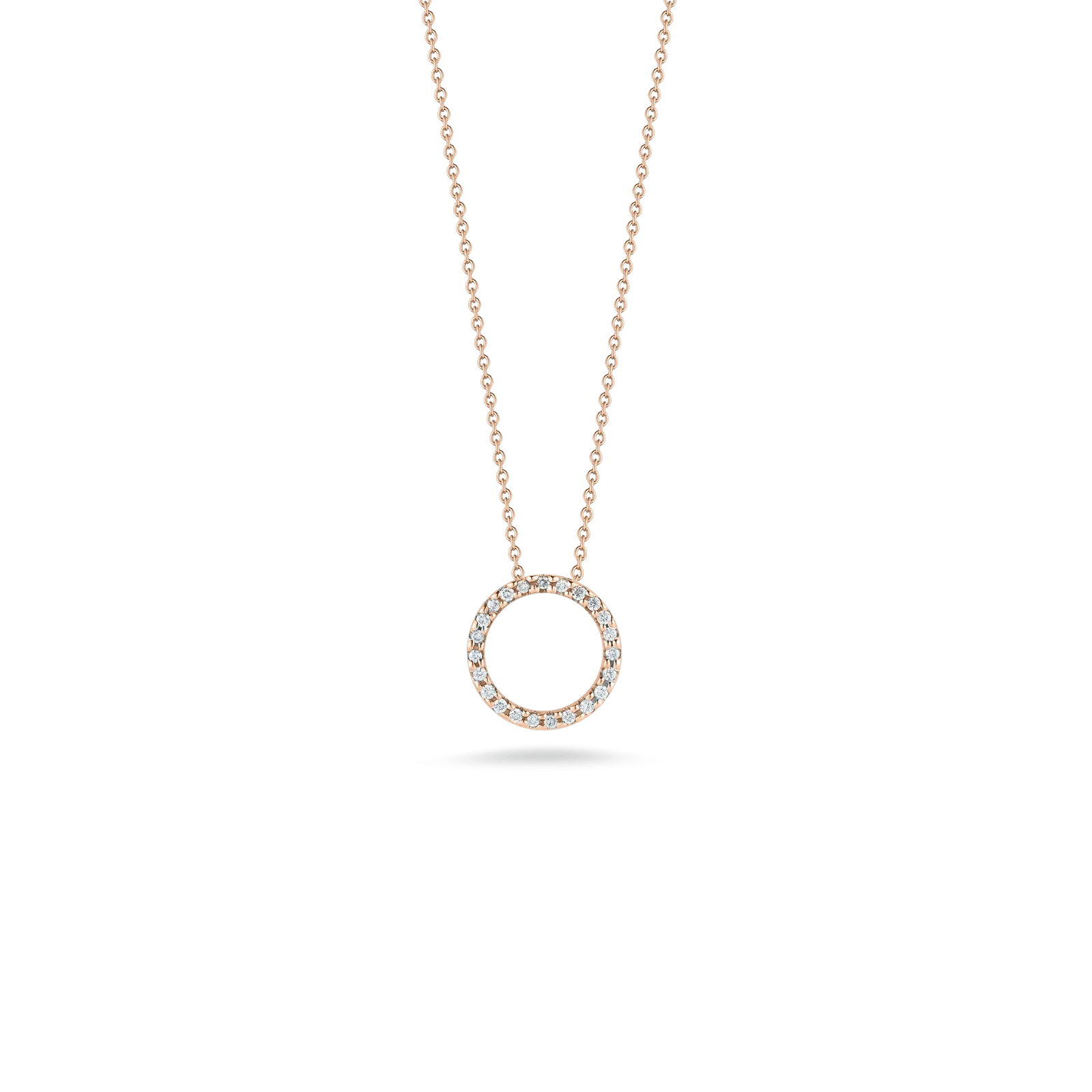 18K GOLD TINY TREASURES SMALL DIAMOND CIRCLE NECKLACE - 18K Rose Gold