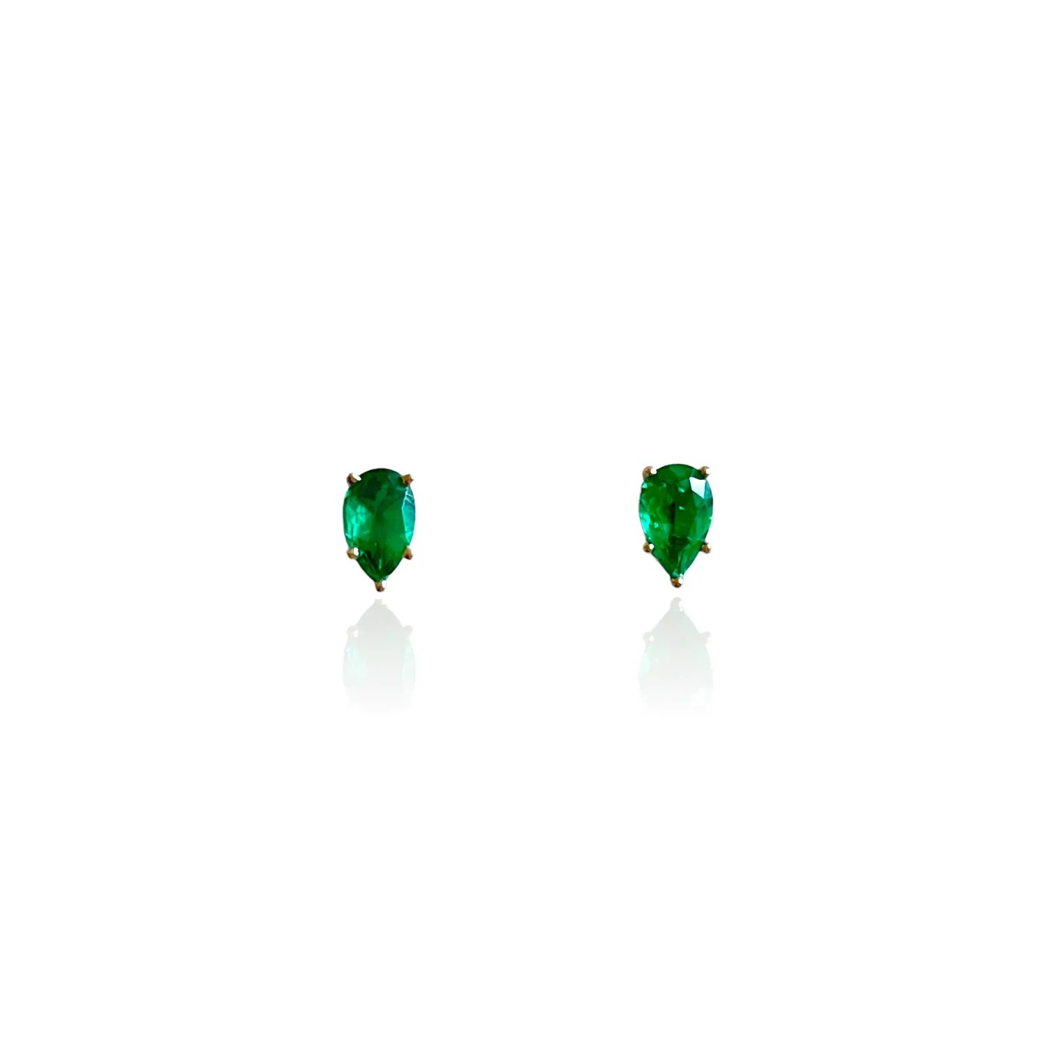 18k Pear Shaped Emerald Earrings