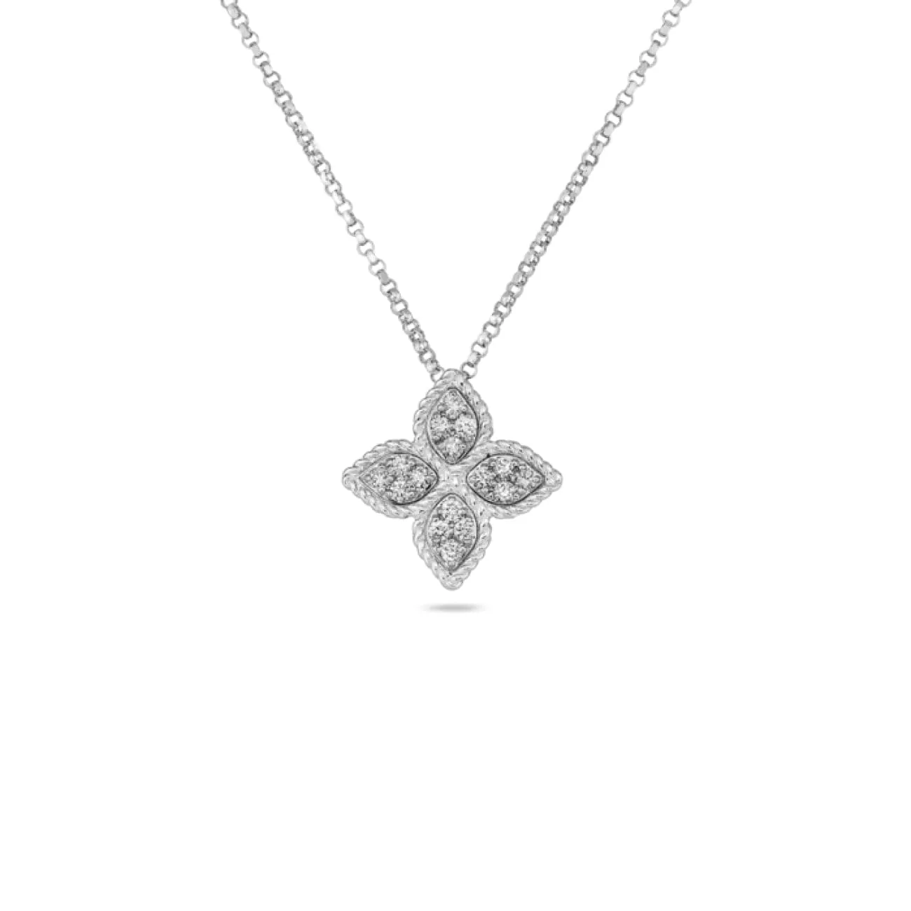 18K WHITE GOLD MEDIUM PRINCESS PENDANT WITH DIAMONDS