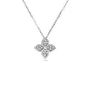 18K WHITE GOLD MEDIUM PRINCESS PENDANT WITH DIAMONDS