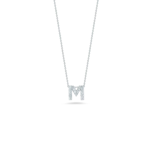18K WHITE GOLD TINY TREASURES DIAMOND LOVE LETTER "M" NECKLACE