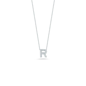 18K WHITE GOLD TINY TREASURES DIAMOND LOVE LETTER "R" NECKLACE