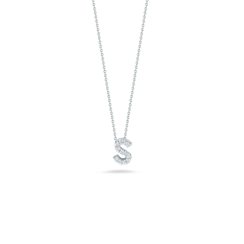 18K WHITE GOLD TINY TREASURES DIAMOND LOVE LETTER "S" NECKLACE