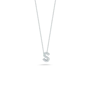 18K WHITE GOLD TINY TREASURES DIAMOND LOVE LETTER "S" NECKLACE