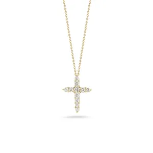 18K YELLOW GOLD TINY TREASURES DIAMOND TAPERED CROSS NECKLACE