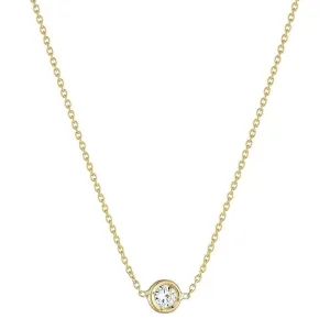 18KT YELLOW GOLD DIAMOND BEZEL SET SOLITAIRE NECKLACE