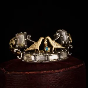 18th Century "Three Doves" Diamond & Turquoise Ring