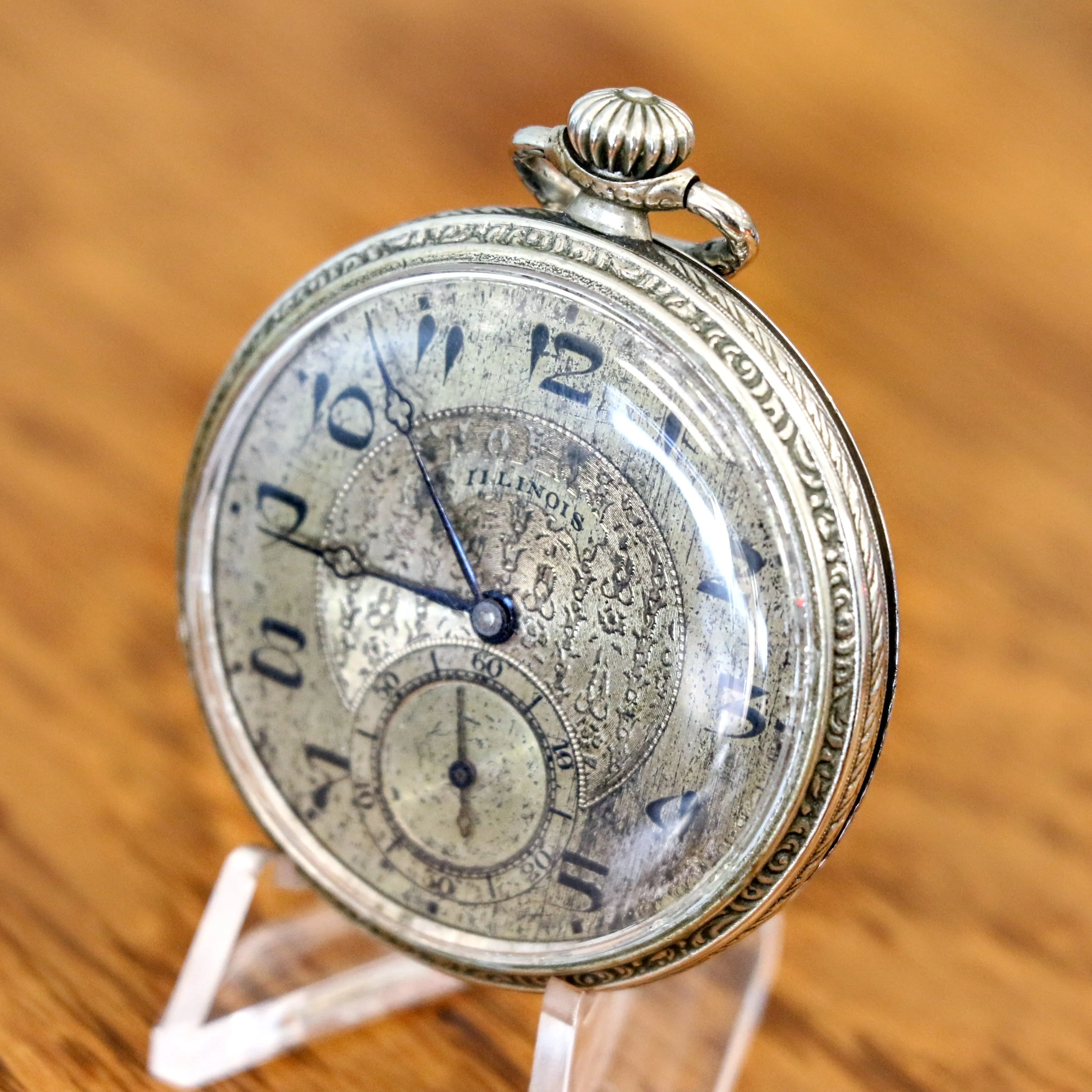 1925 ILLINOIS Time King Pocket Watch Size 12s 17 Jewels Grade 405 U.S.A. Made Art Deco Watch