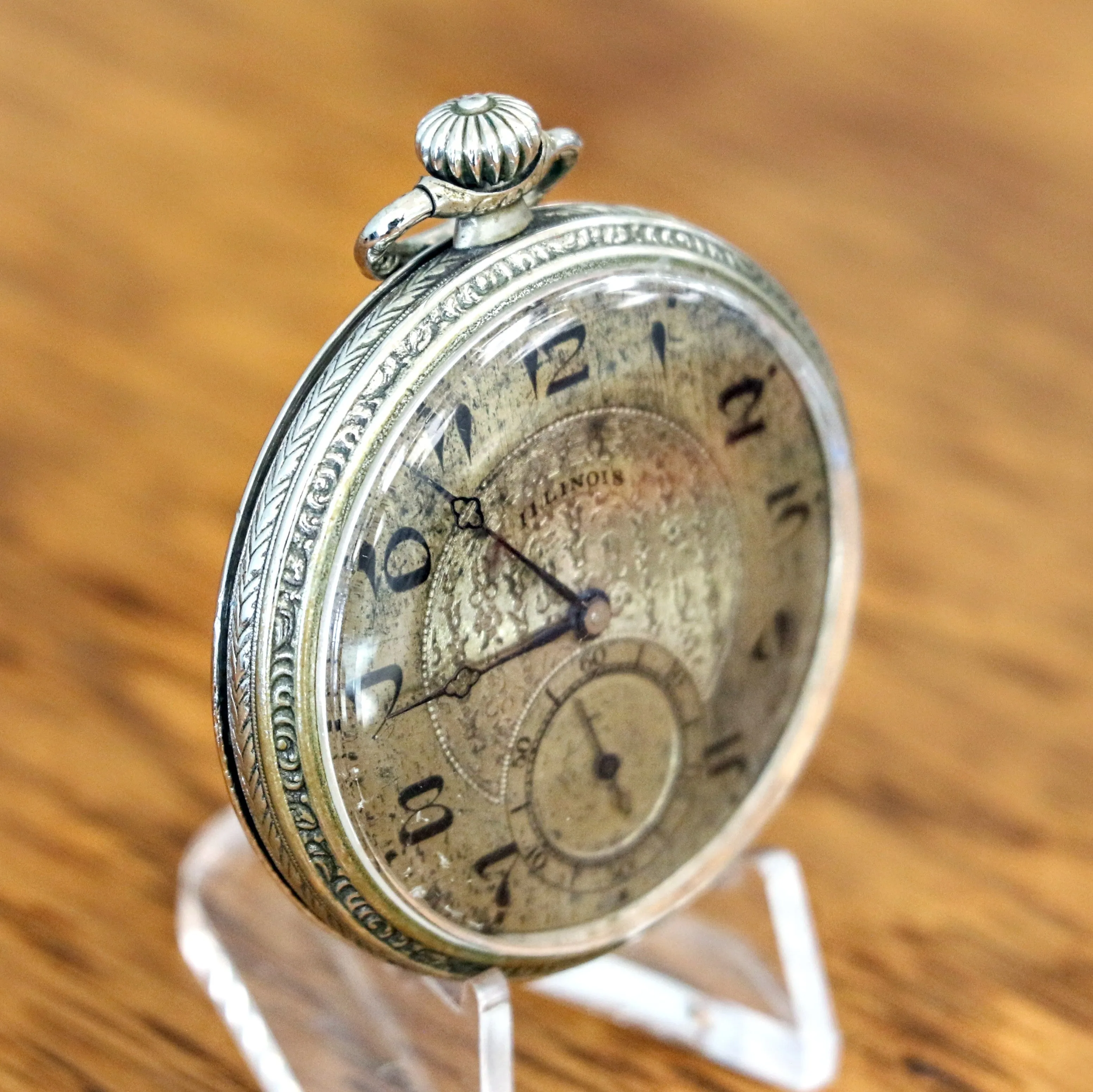 1925 ILLINOIS Time King Pocket Watch Size 12s 17 Jewels Grade 405 U.S.A. Made Art Deco Watch