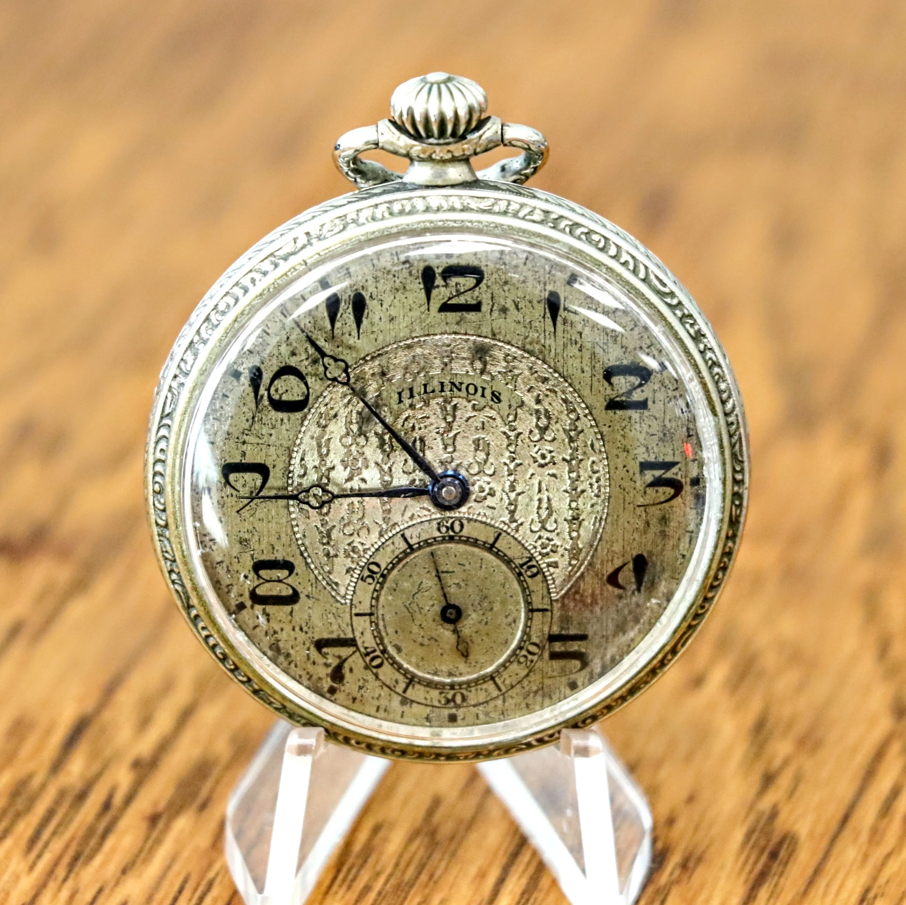 1925 ILLINOIS Time King Pocket Watch Size 12s 17 Jewels Grade 405 U.S.A. Made Art Deco Watch