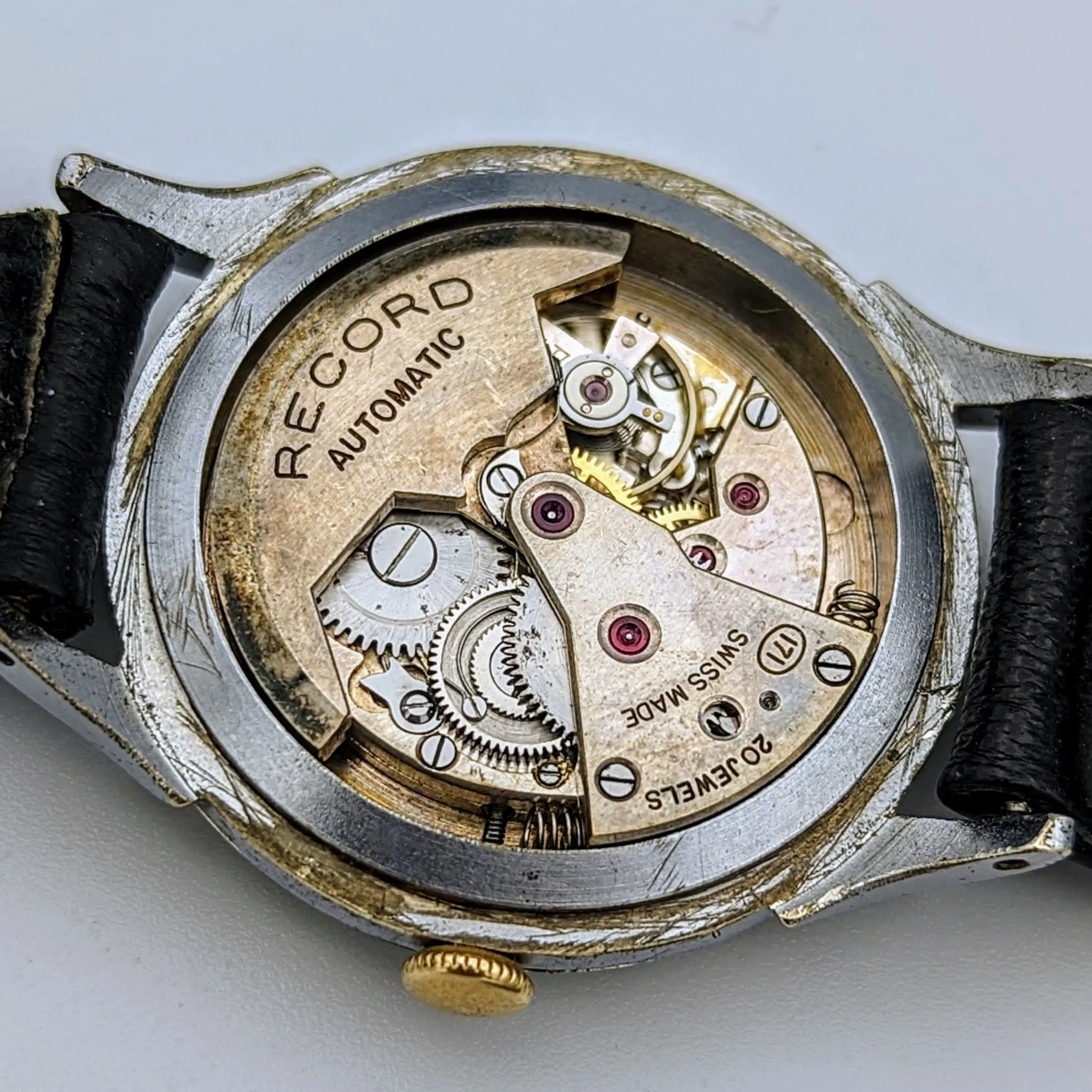 1940s RECORD Bumper Automatic Wristwatch Swiss Made Cal. 171 20 Jewels Watch