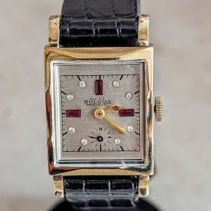 1946 Custom BULOVA Watch 17 Jewels Cal. 8AH Fancy Dial Swiss Made Wristwatch