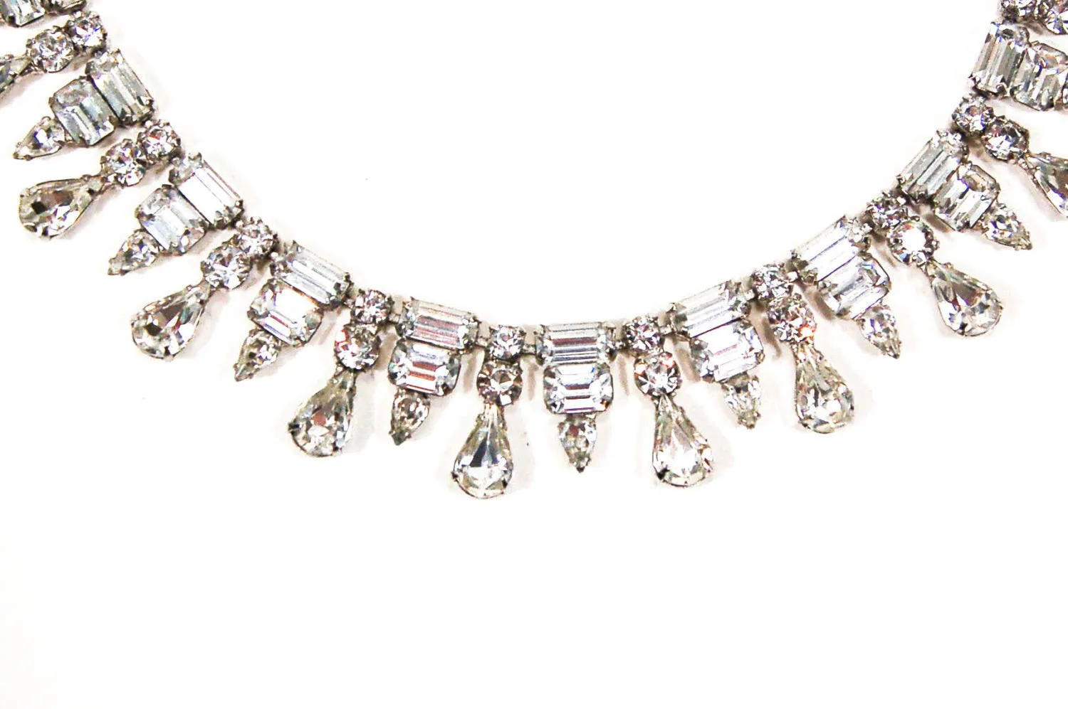 1950's Glam Rhinestone Necklace and Earrings Set