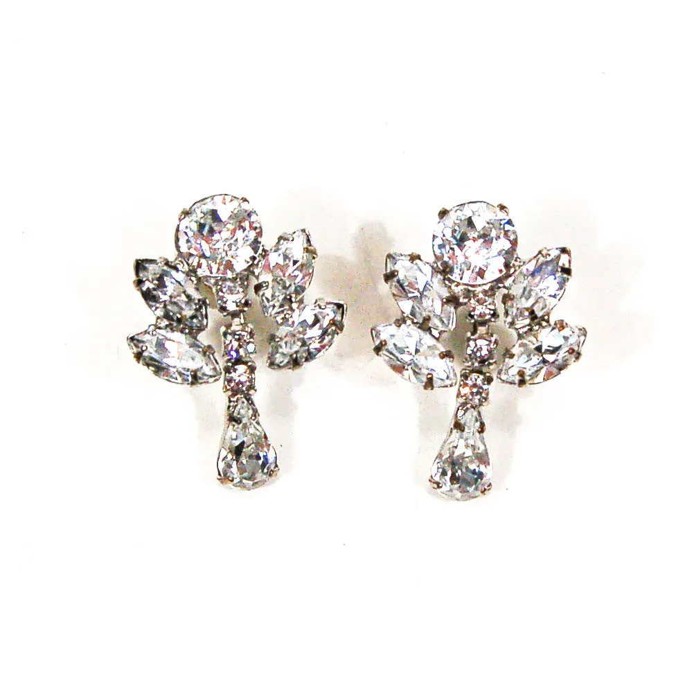 1950's Glam Rhinestone Necklace and Earrings Set
