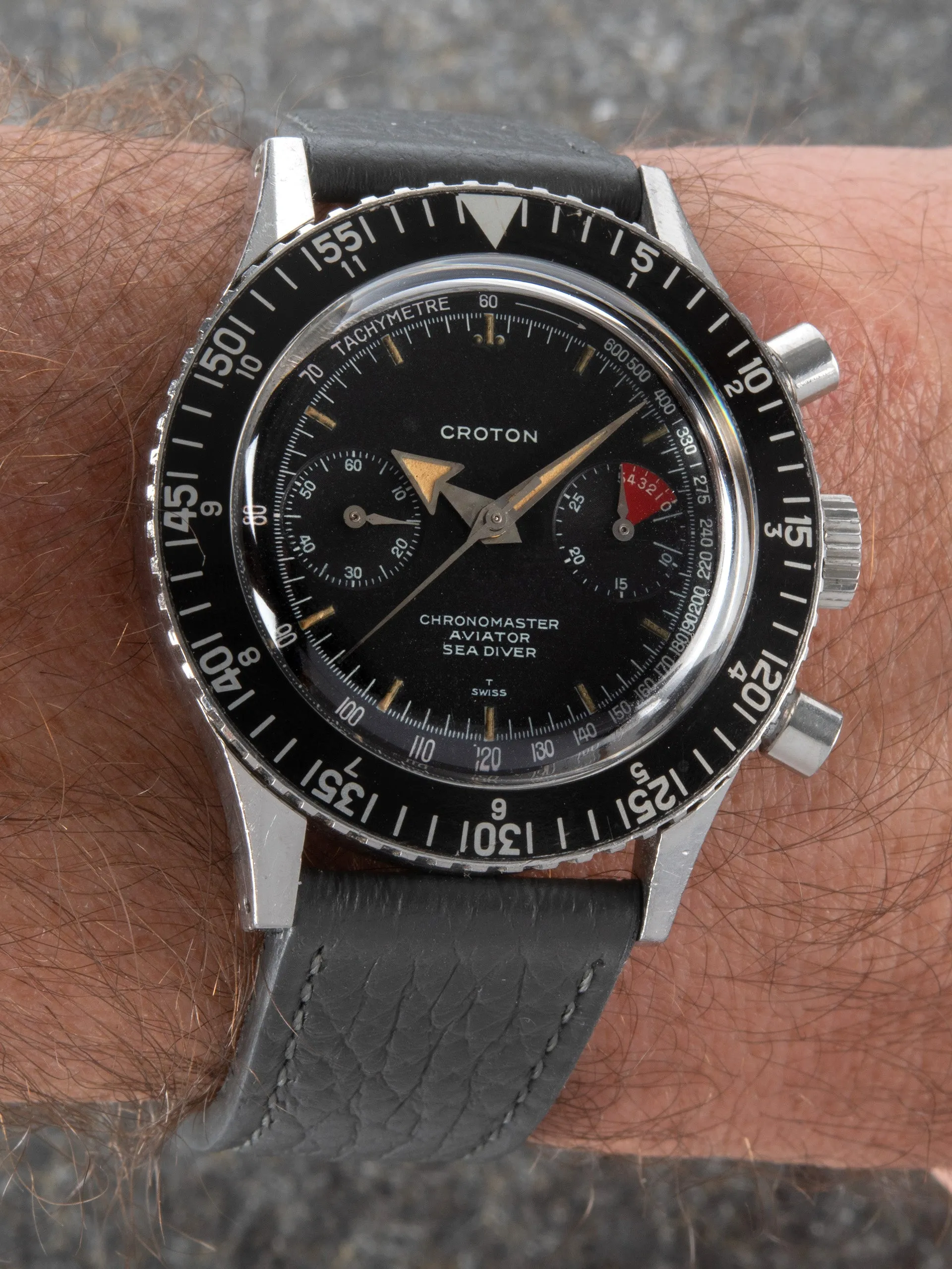 1960s Croton Chronomaster Aviator Sea Diver (Ref. 105) Valjoux Cal. 92