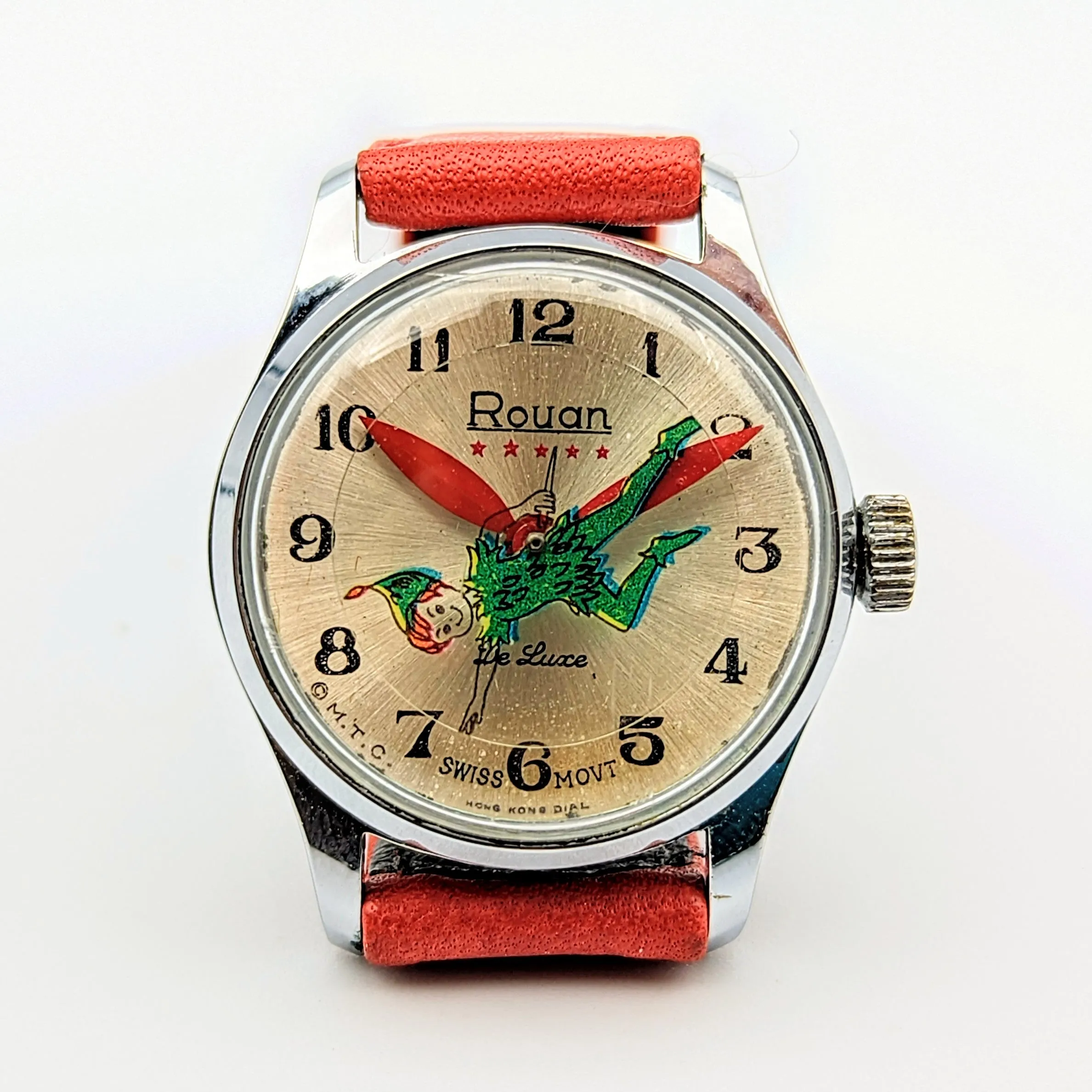 1970's PETER PAN Animated Dial Wristwatch Manual Wind Swiss Watch