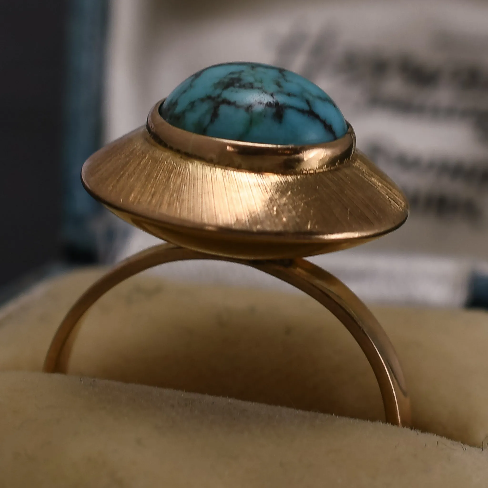1970s Turquoise Flying Saucer Ring