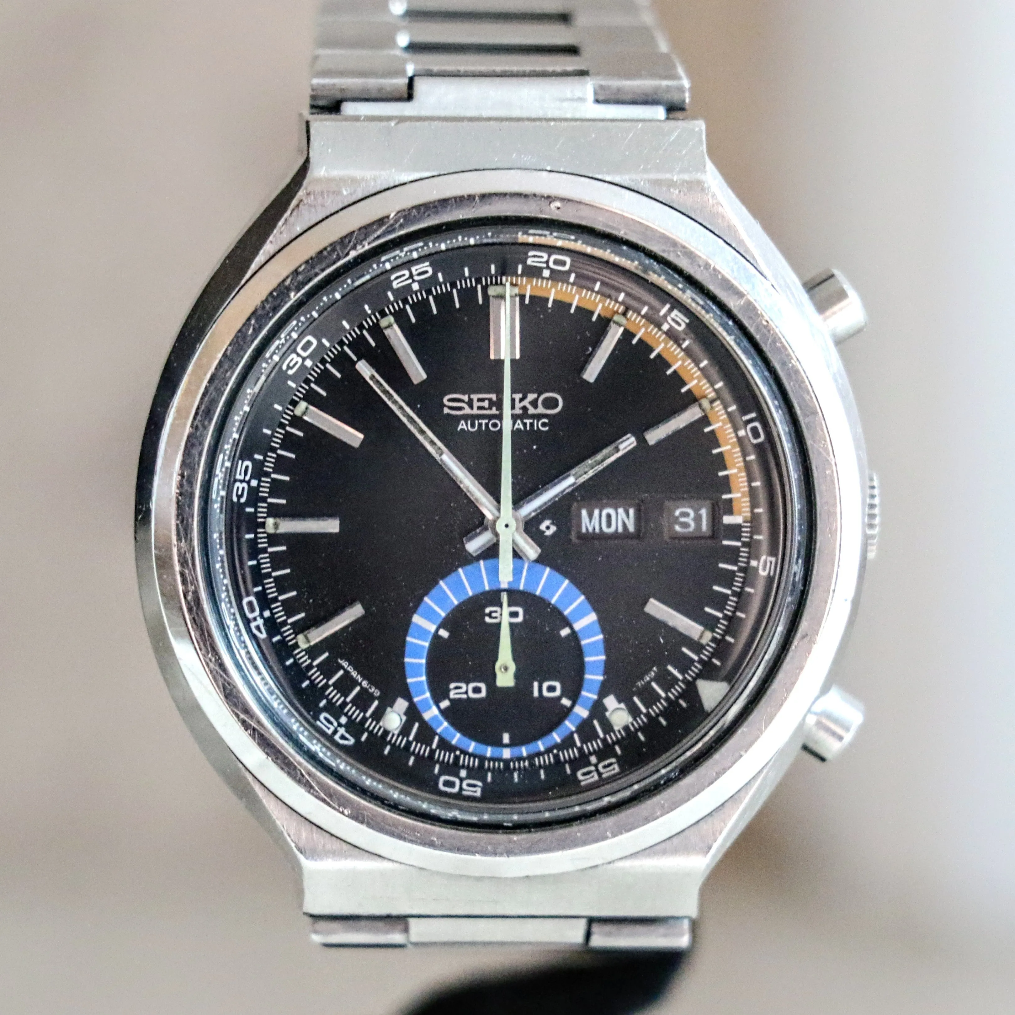 1974 SEIKO Speed-Timer Chronograph Automatic Watch Ref. 6139-7069 Day/Date Vintage Wristwatch