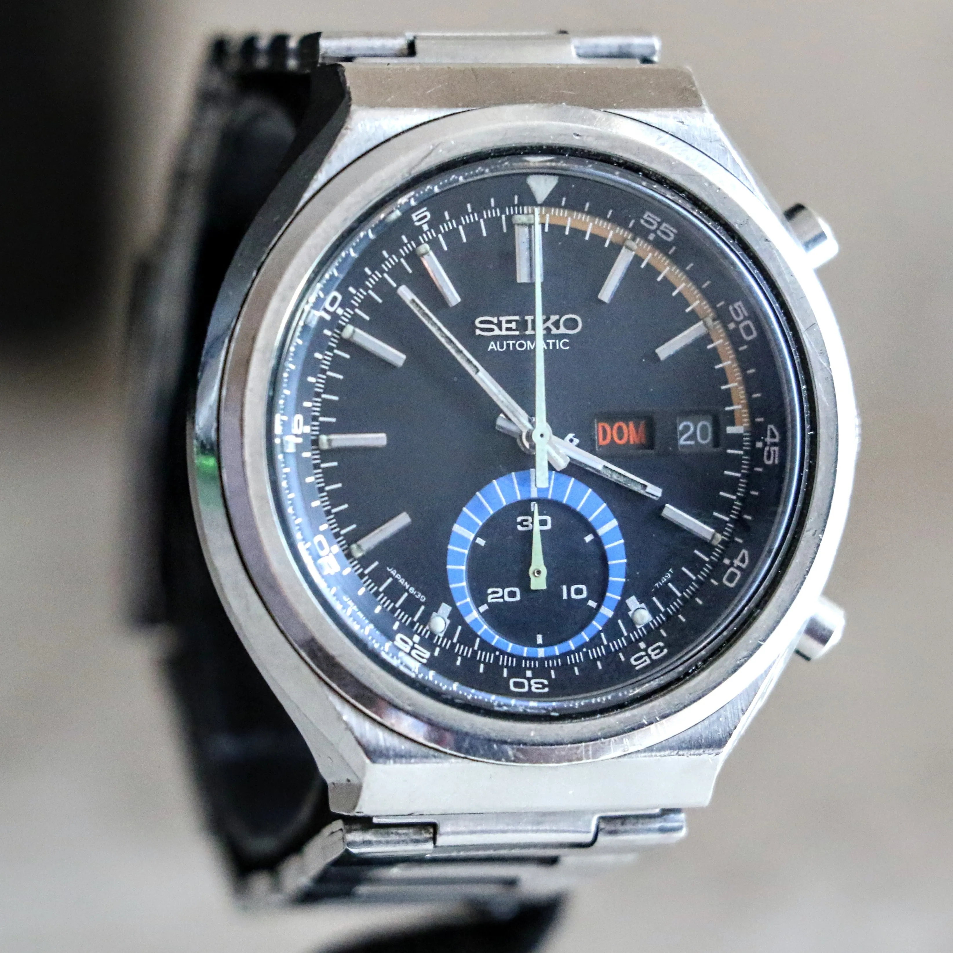 1974 SEIKO Speed-Timer Chronograph Automatic Watch Ref. 6139-7069 Day/Date Vintage Wristwatch