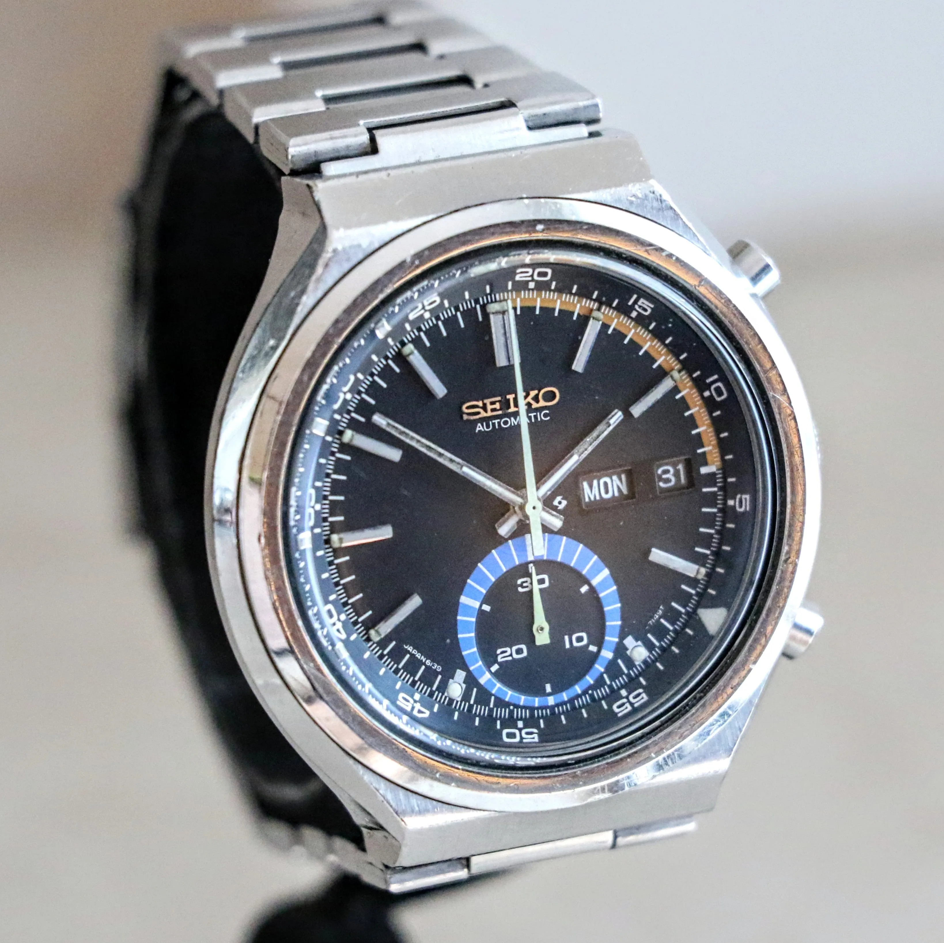 1974 SEIKO Speed-Timer Chronograph Automatic Watch Ref. 6139-7069 Day/Date Vintage Wristwatch