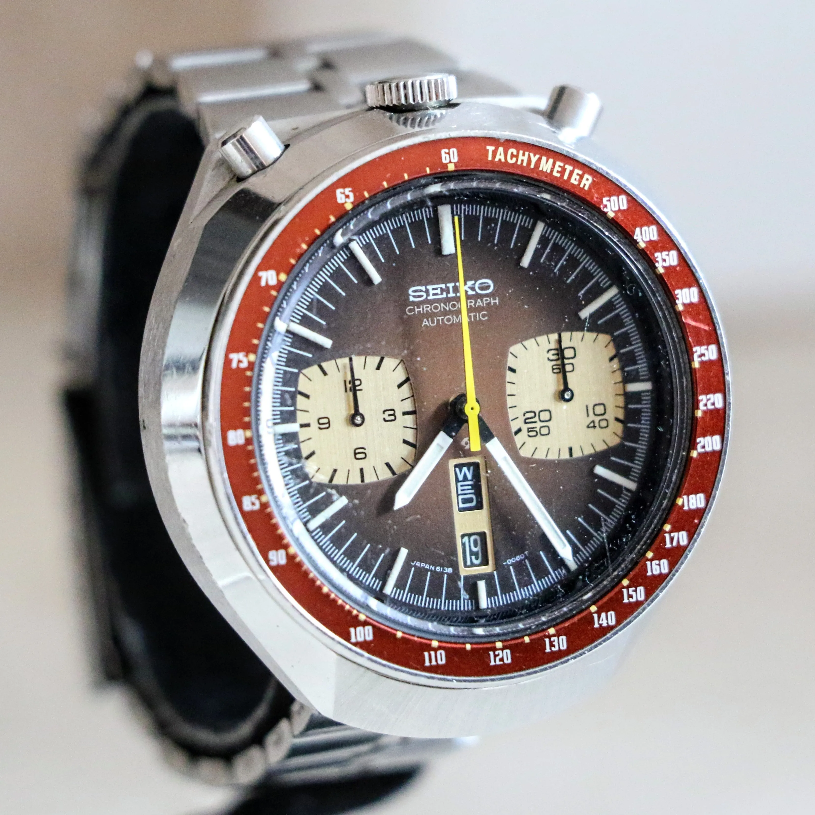 1977 SEIKO BULLHEAD Chronograph Automatic Watch Ref. 6138-0040 Day/Date Vintage Wristwatch