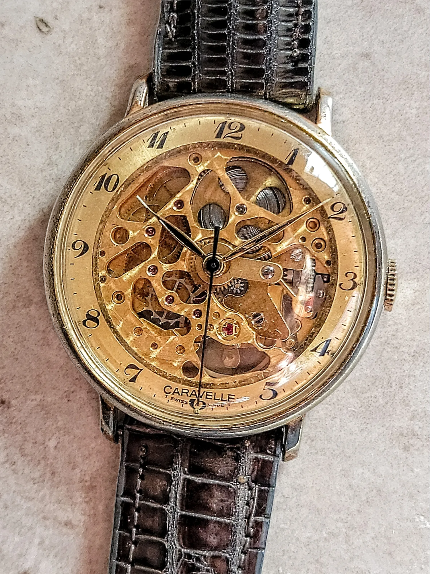 1978 CARAVELLE By Bulova - Skeleton Watch 17 Jewels Cal. 1241.50