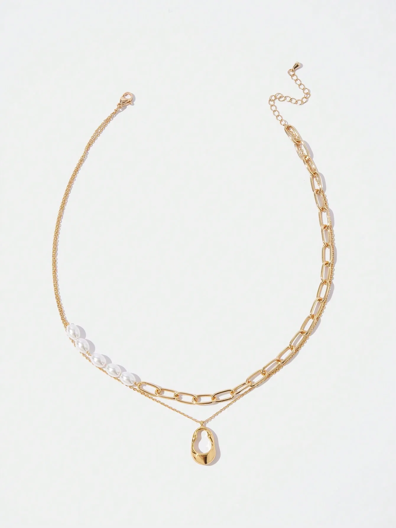 1pc Faux Pearl Decor Layered Necklace - Gold - FD ⚡