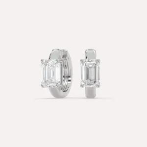 2 carat Emerald Diamond Hoop Earrings