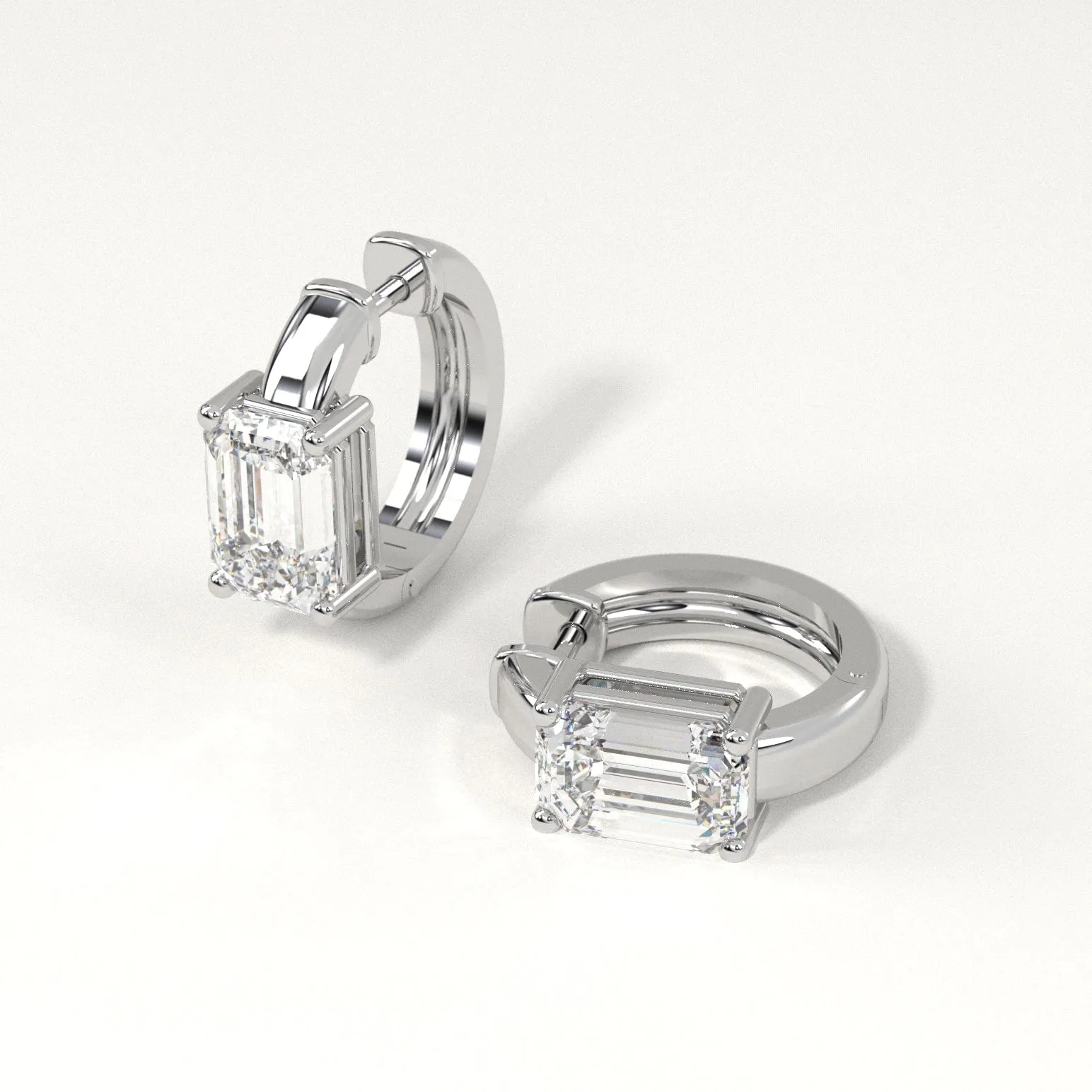 2 carat Emerald Diamond Hoop Earrings