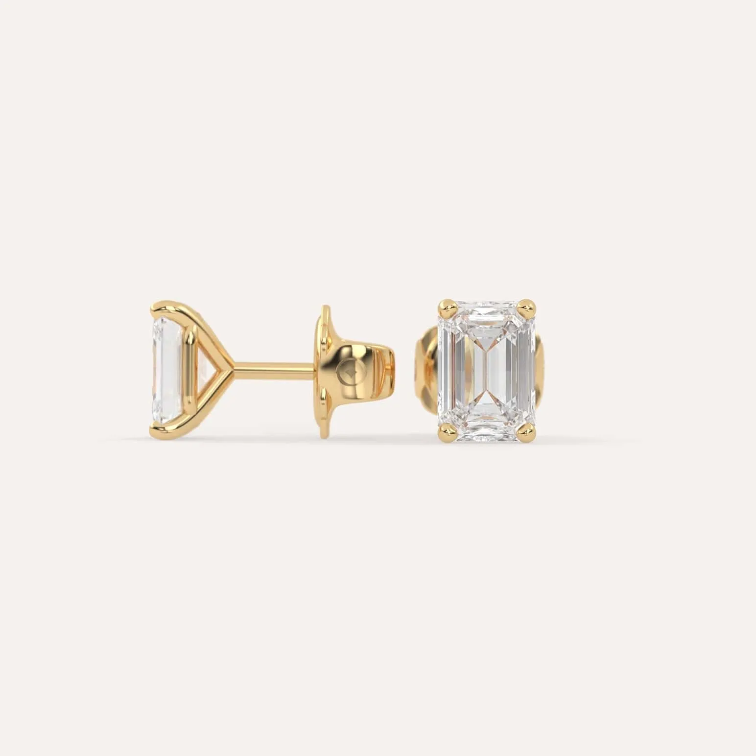 2 carat Emerald Diamond Stud Earrings