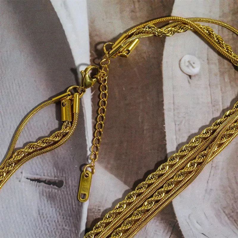 201 Stainless Steel Gold Plated Vintage Style Plating Geometric Layered Necklace
