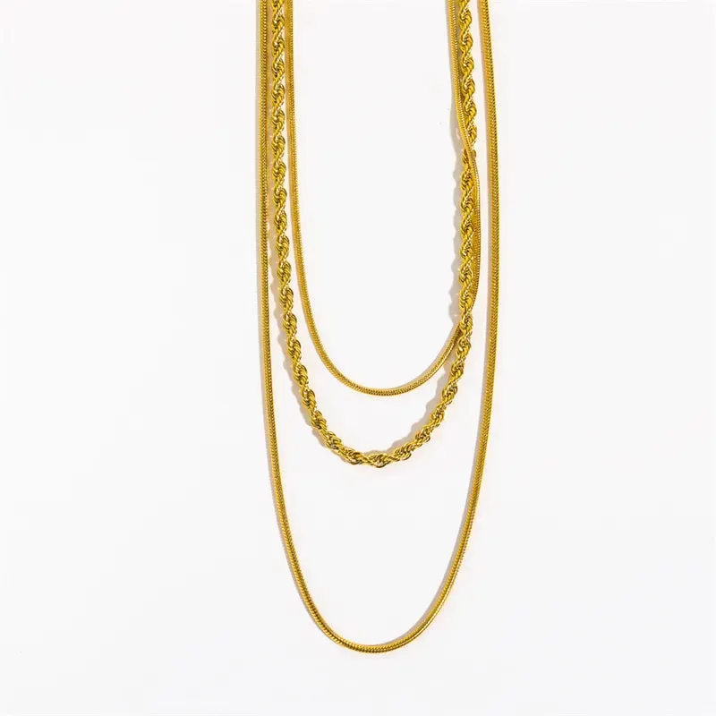 201 Stainless Steel Gold Plated Vintage Style Plating Geometric Layered Necklace