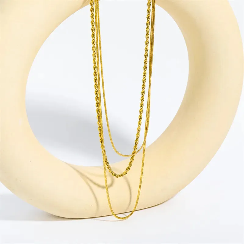201 Stainless Steel Gold Plated Vintage Style Plating Geometric Layered Necklace