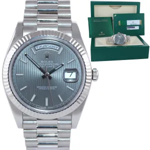2018 PAPERS Rolex Day Date 40 White Gold President Rhodium Tapestry 228239 Watch