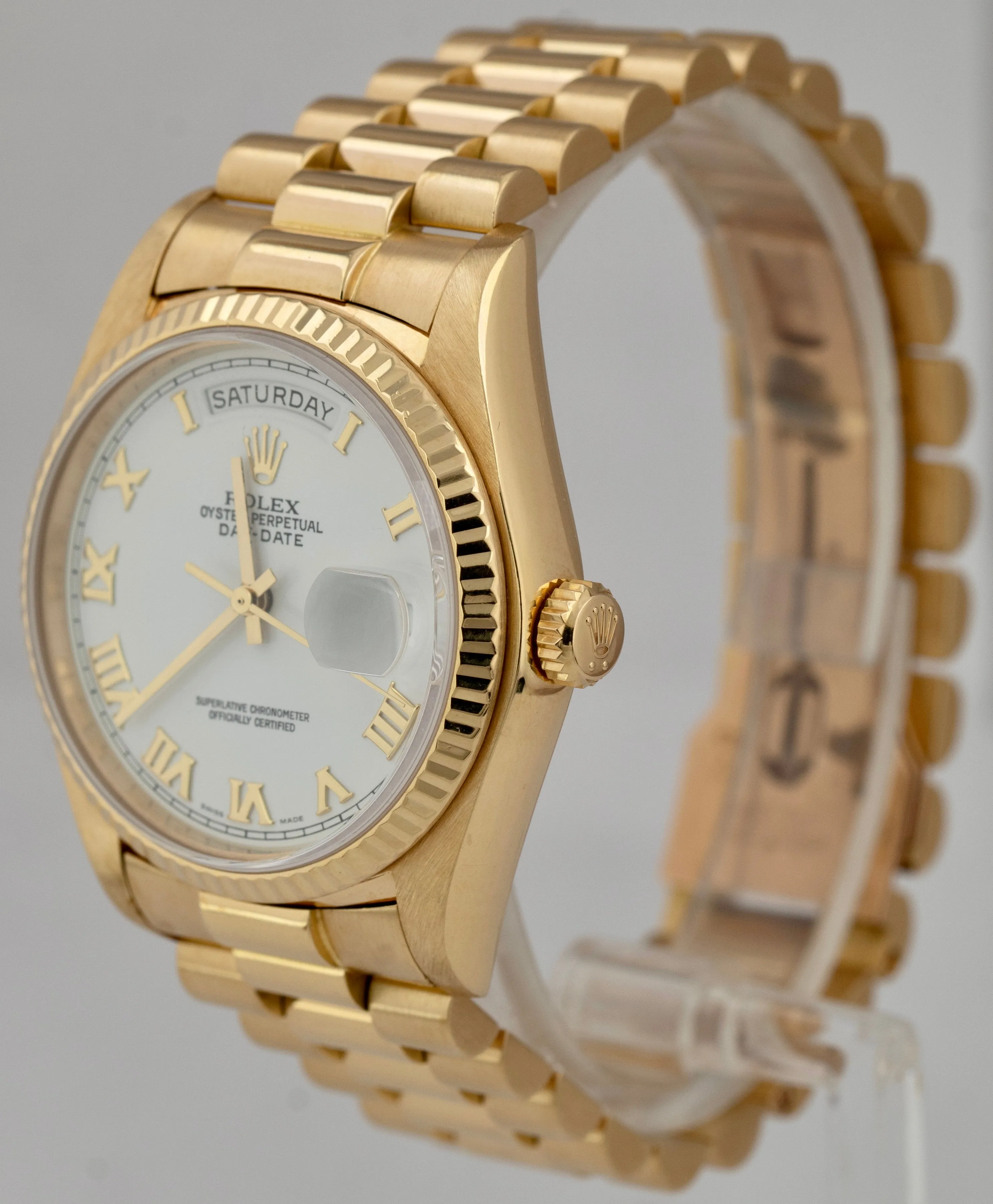 2019 RSC Rolex Day-Date President White Roman 36mm 18K Yellow Gold 18038 Watch